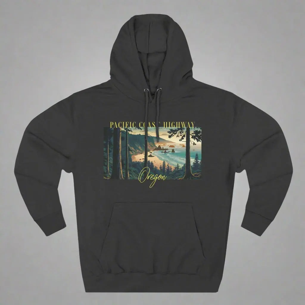 Pacific Coast Highway Oregon Shore Large Print Unisex Fit Fleece Hoodie Dark Colors - Park Service Apparel