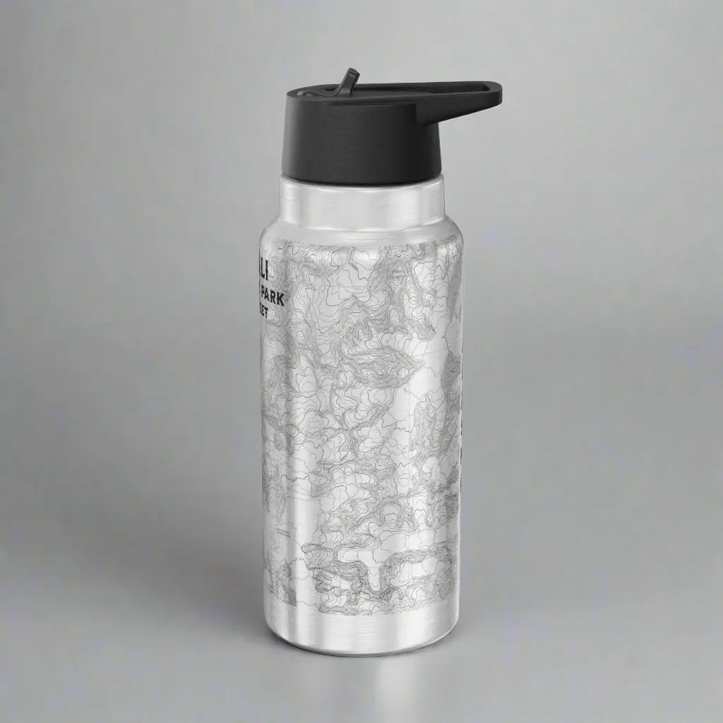 Denali National Park Topographic Insulated Water Bottle Tumbler 32oz Real USGS Topo Map Print - Park Service Apparel