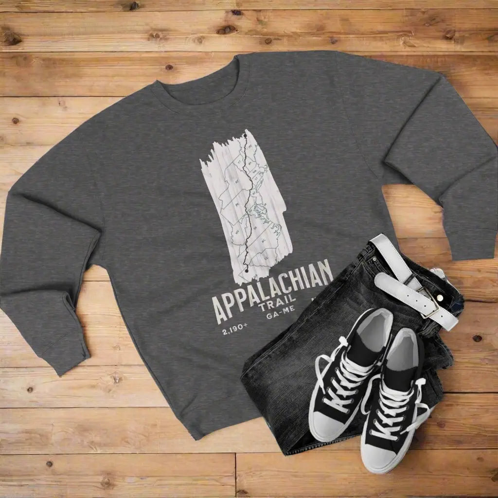 Appalachian National Scenic Trail Unisex Fit Crewneck Sweatshirt White Blaze Map - Park Service Apparel