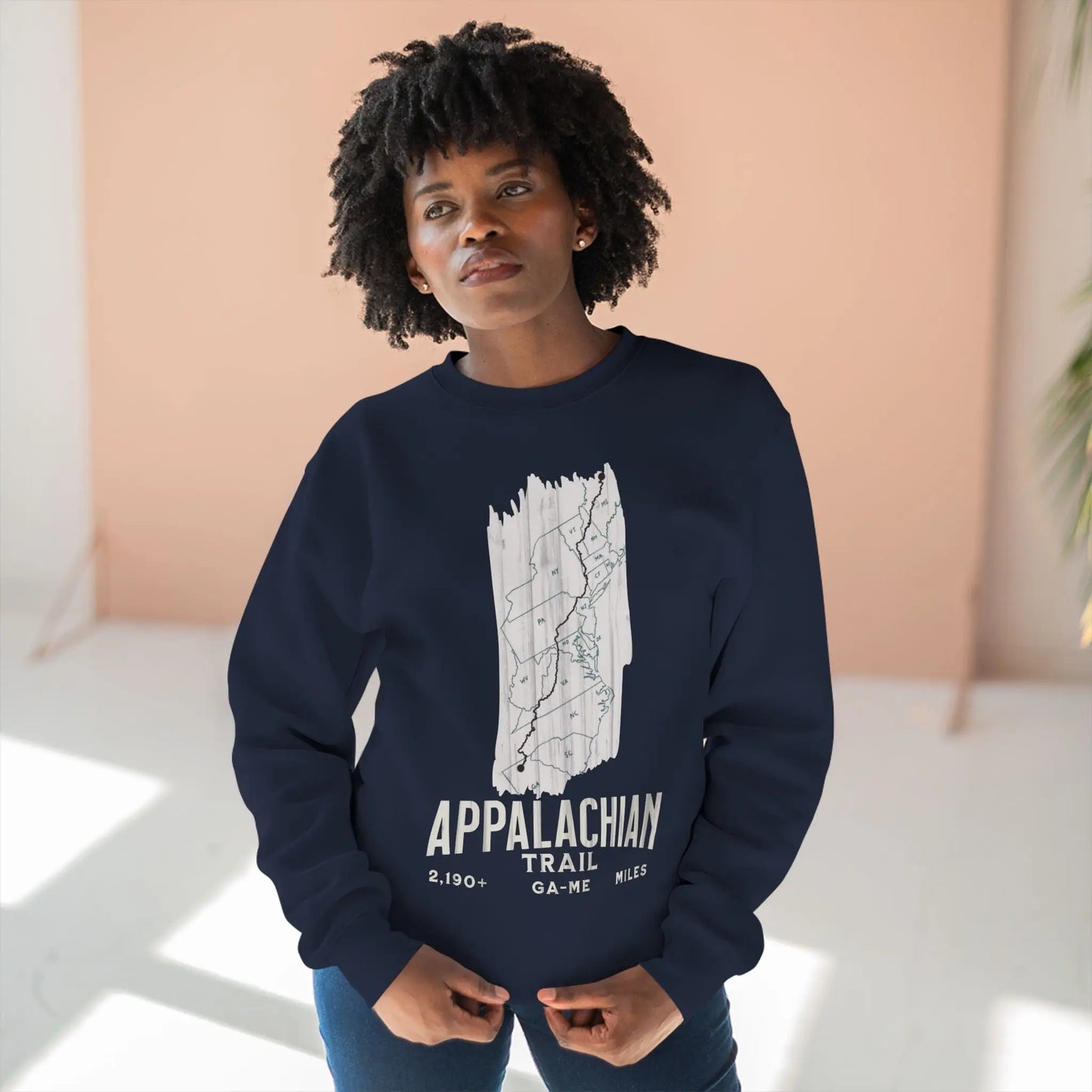 Appalachian National Scenic Trail Unisex Fit Crewneck Sweatshirt White Blaze Map - Park Service Apparel