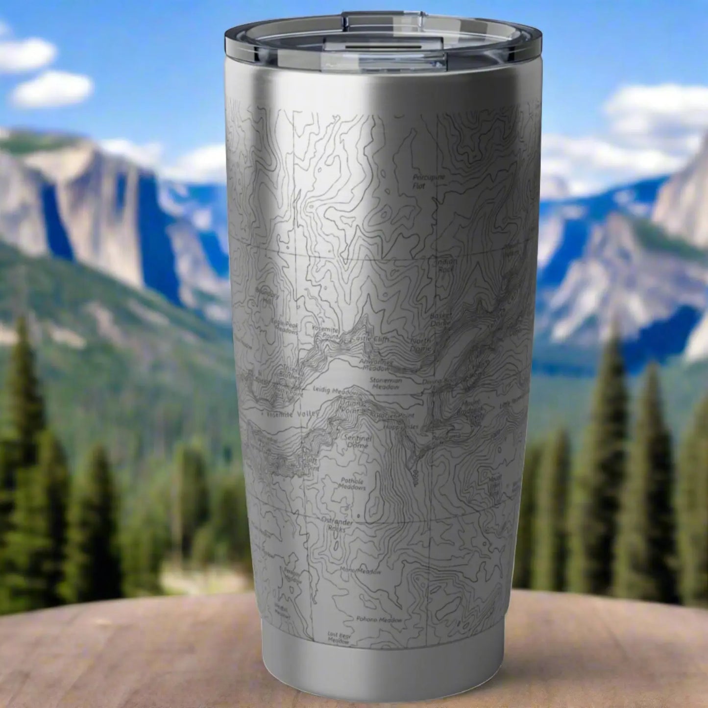 Yosemite National Park Topographic Tumbler 20oz Double Walled Sealed Spill Resistant Lid - Park Service Apparel