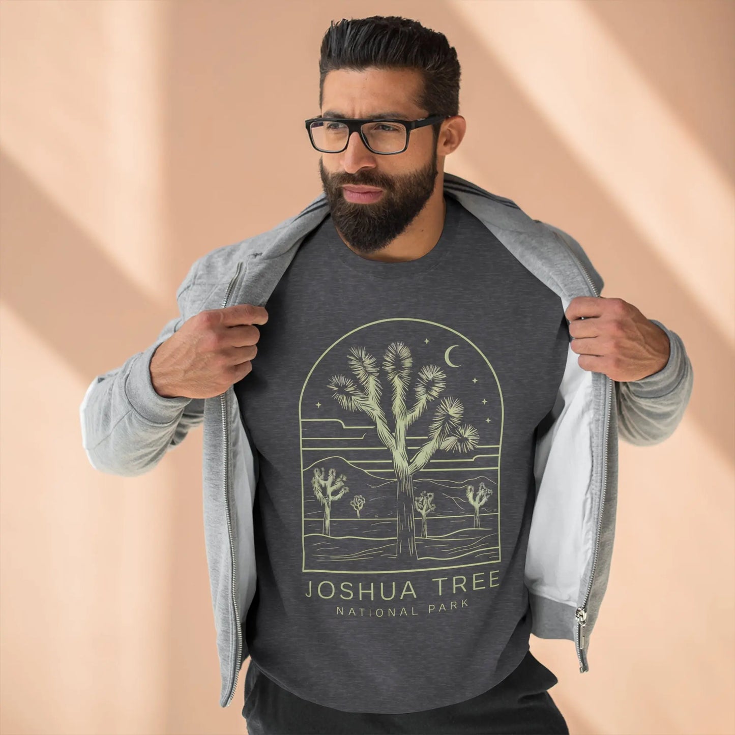 Joshua Tree National Park Unisex Fit Crewneck Sweatshirt Twilight Line Art - Park Service Apparel