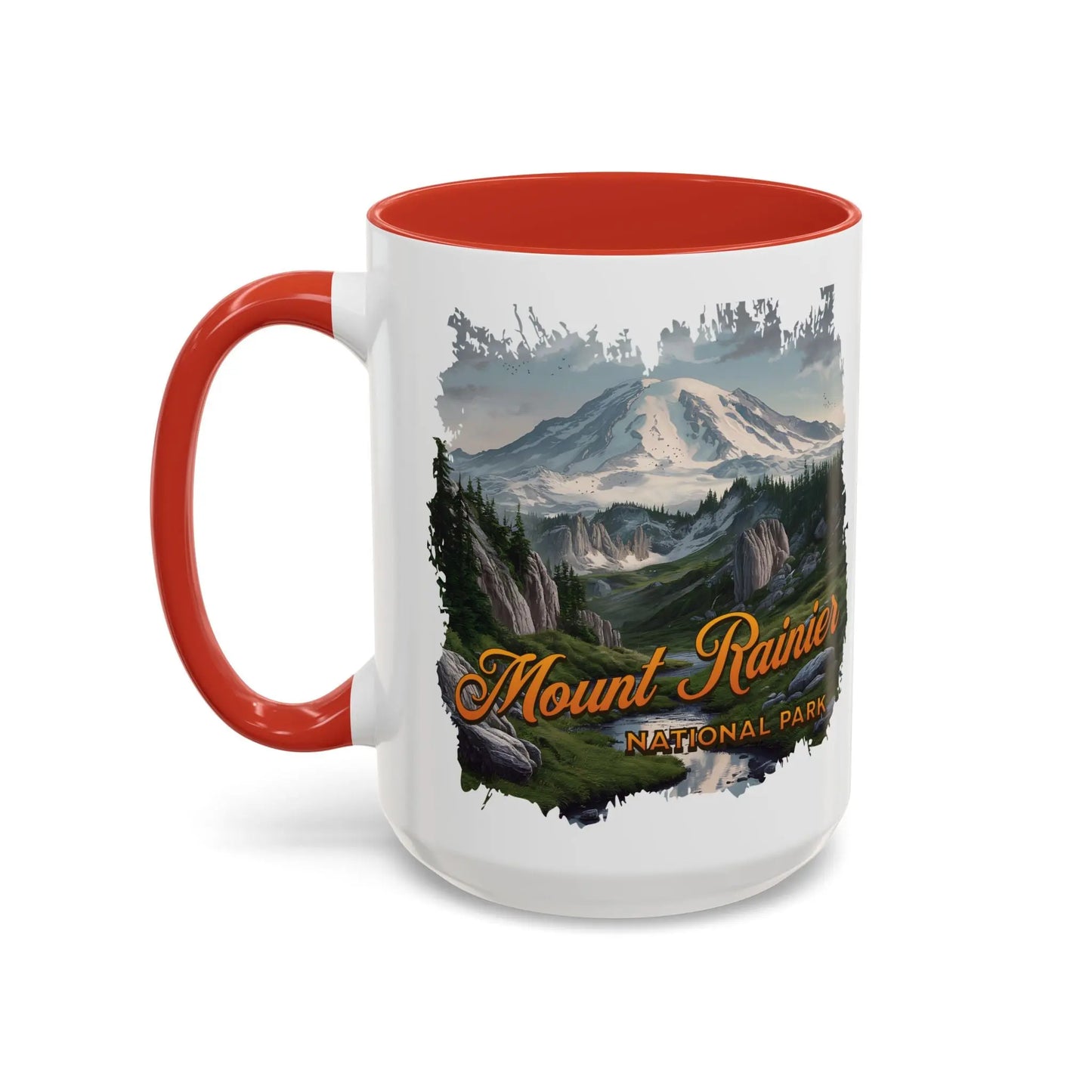 Mount Rainier National Park Accent Coffee Mug 11oz 15oz Blue Black Pink Red Outdoor Inspired Ceramic Mug - Park Service Apparel