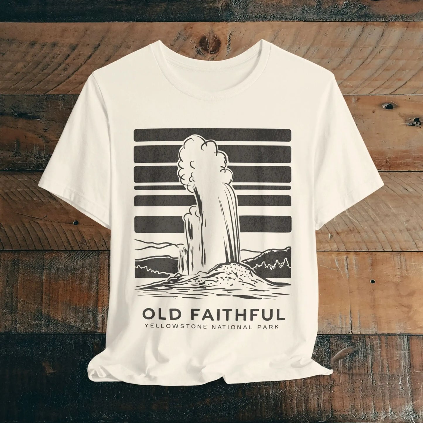 Yellowstone National Park Unisex Fit Soft T-Shirt Old Faithful Eruption Distressed - Park Service Apparel