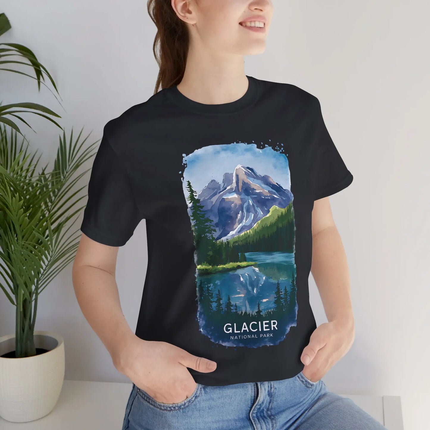 Glacier National Park Unisex Fit Soft T-Shirt Watercolor Style - Park Service Apparel