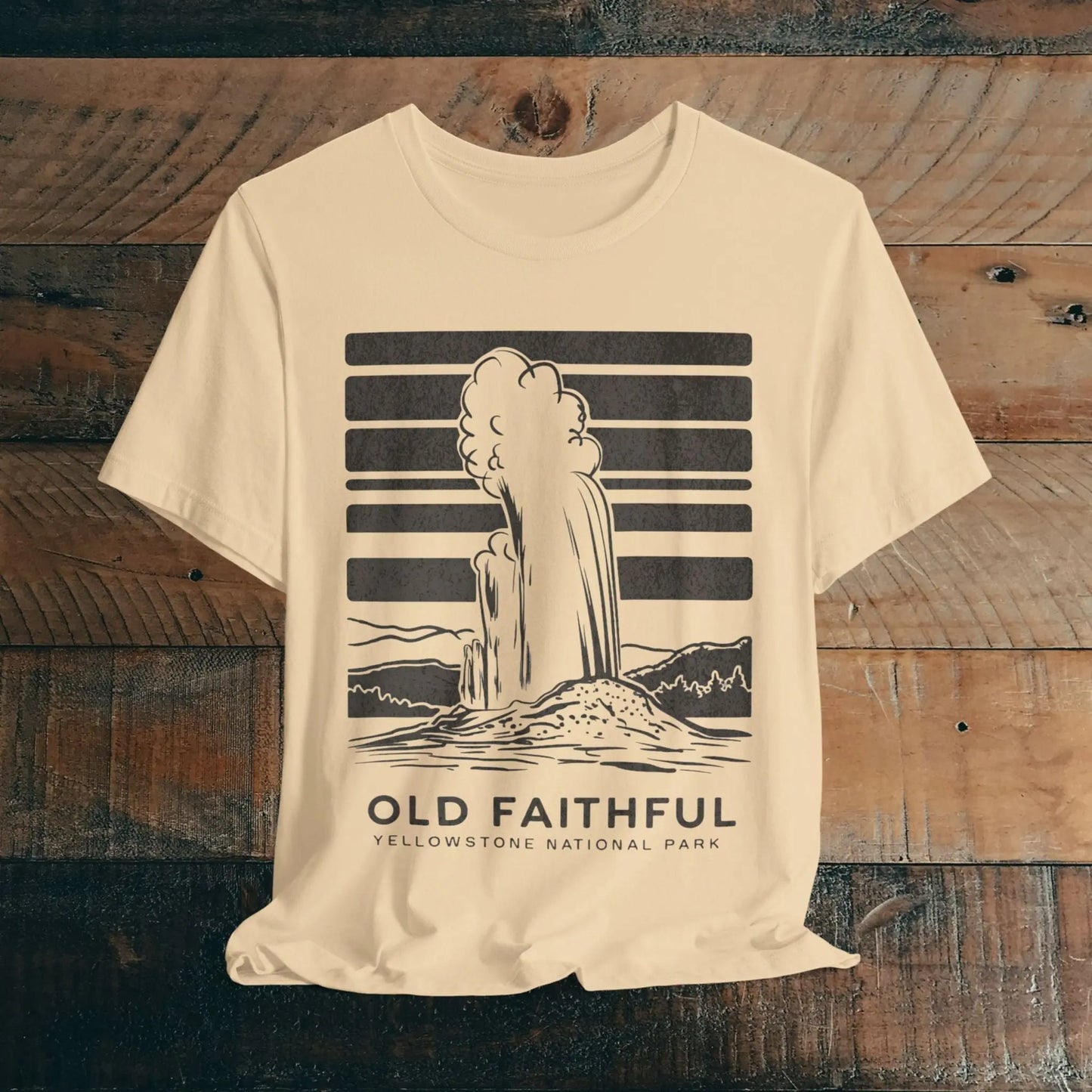 Yellowstone National Park Unisex Fit Soft T-Shirt Old Faithful Eruption Distressed - Park Service Apparel
