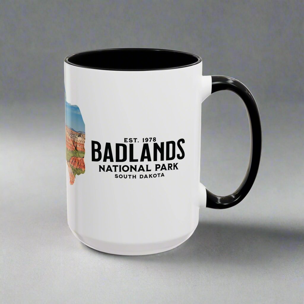 Badlands National Park Accent Coffee Mug 11oz 15oz South Dakota Buffalo Blue Black Pink Red Outdoor Inspired Printify