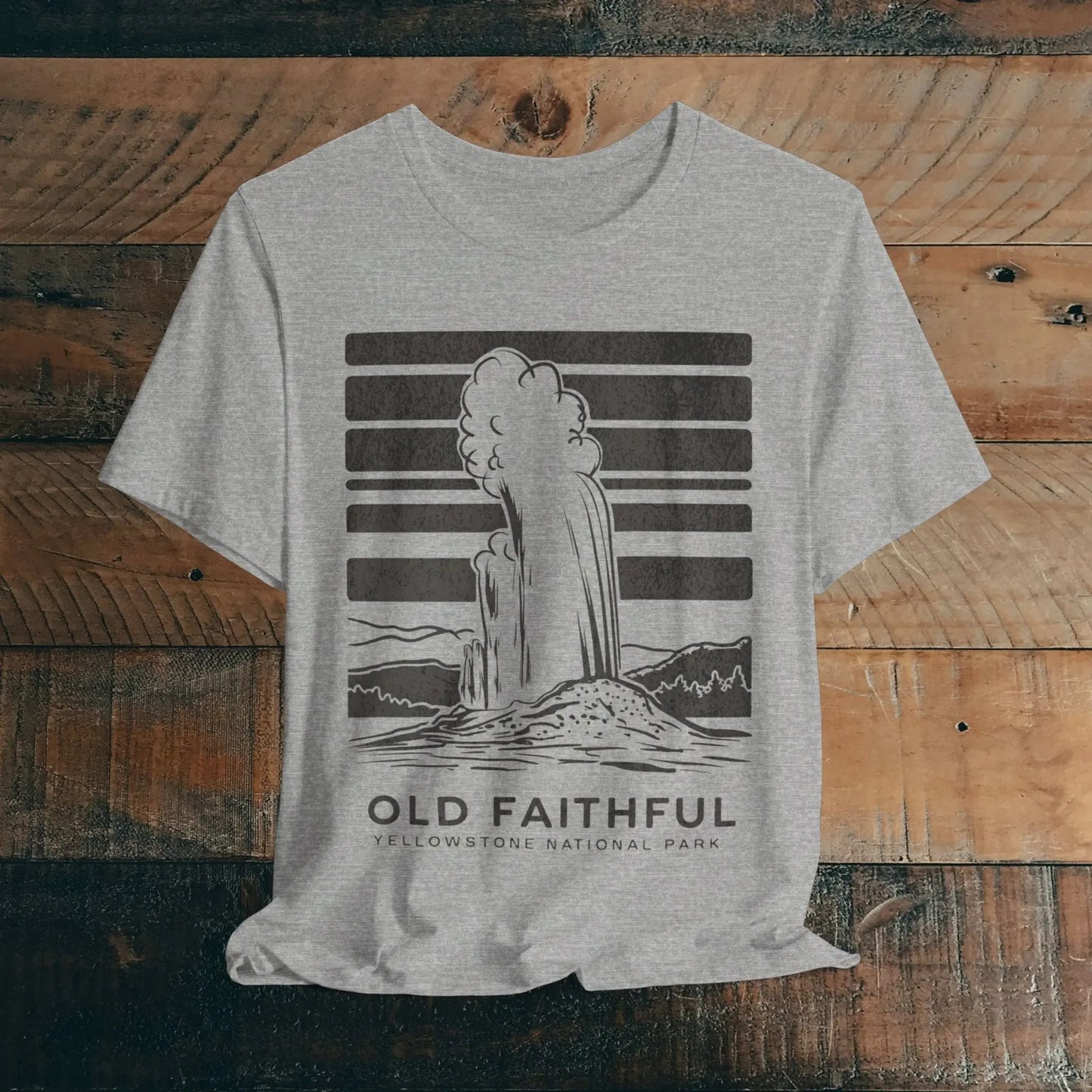 Yellowstone National Park Unisex Fit Soft T-Shirt Old Faithful Eruption Distressed - Park Service Apparel