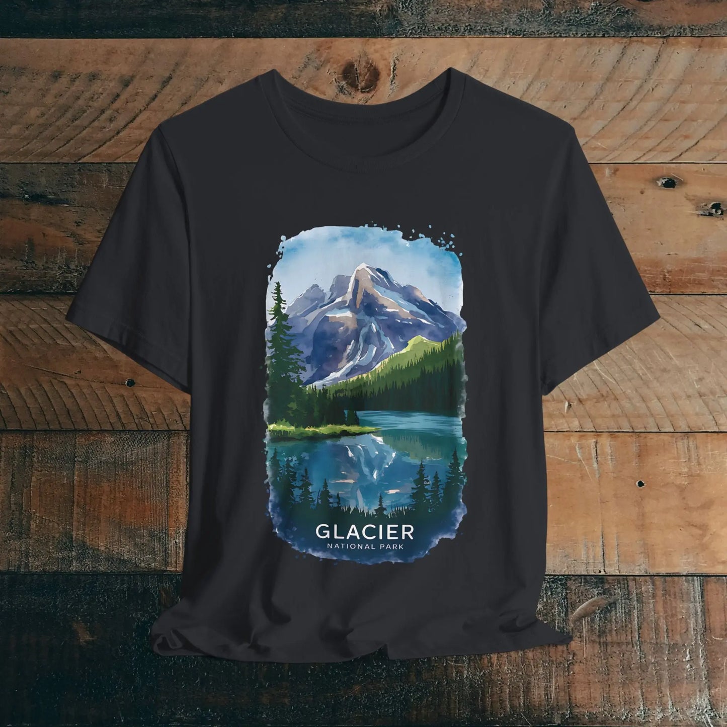 Glacier National Park Unisex Fit Soft T-Shirt Watercolor Style - Park Service Apparel
