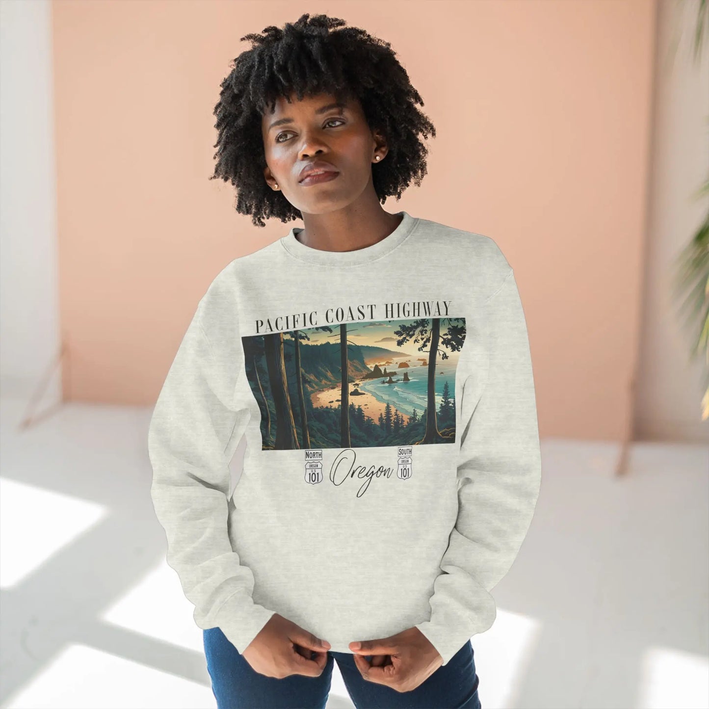 Pacific Coast Highway Oregon Shore Unisex Fit Crewneck Sweatshirt HWY 101 - Park Service Apparel