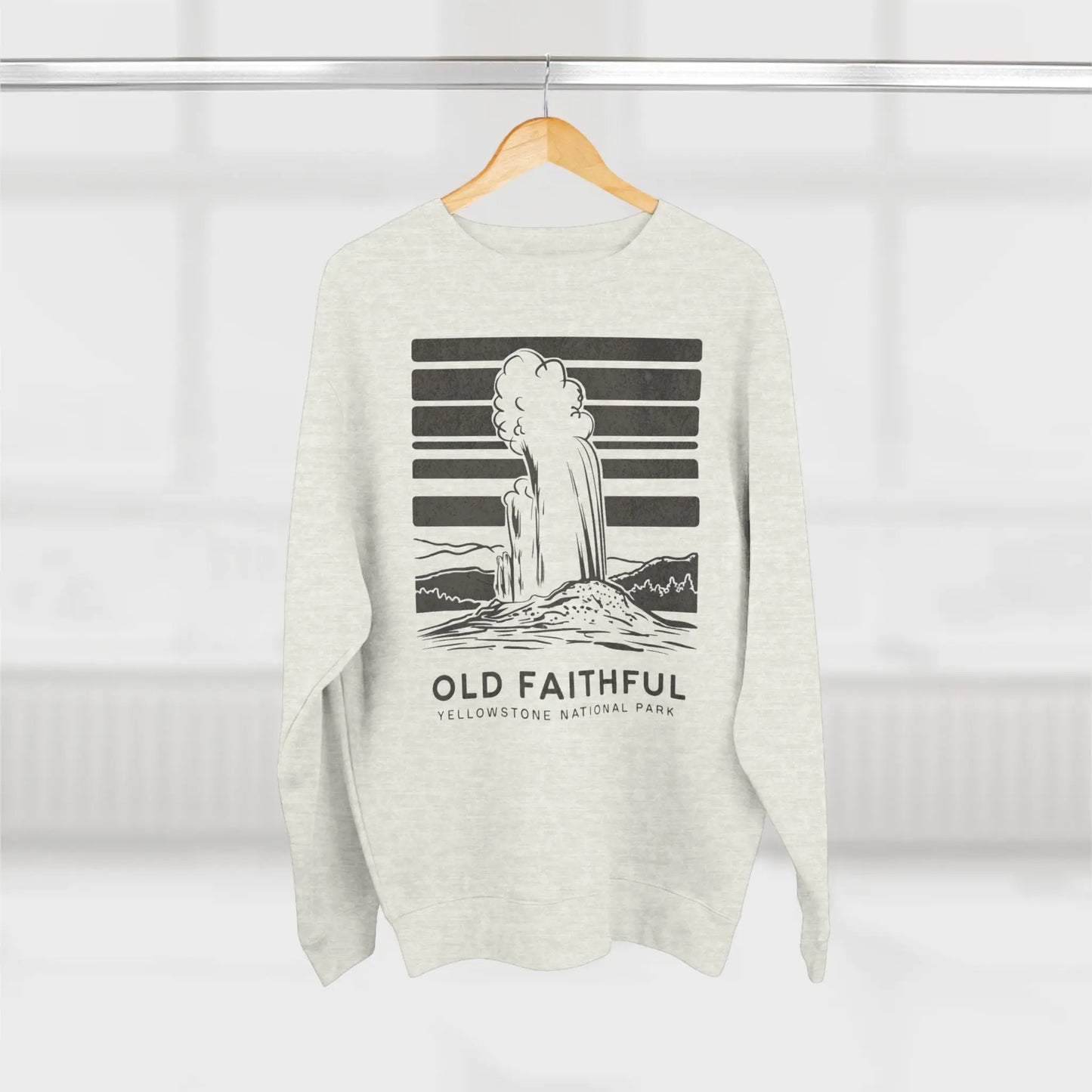 Yellowstone National Park Old Faithful Unisex Fit Crewneck Sweatshirt Wood Sign Lake View - Park Service Apparel