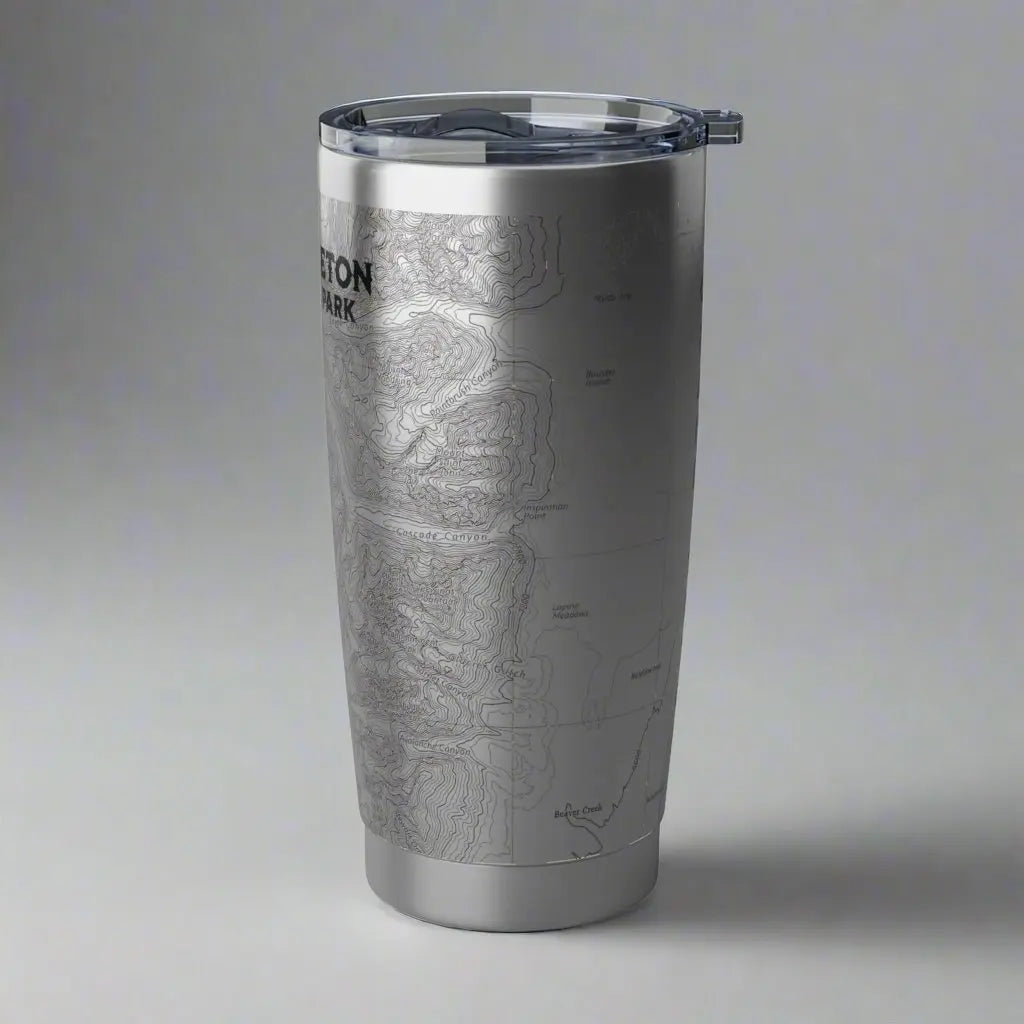 Grand Teton National Park Topographic Tumbler 20oz USGS Map Print - Park Service Apparel