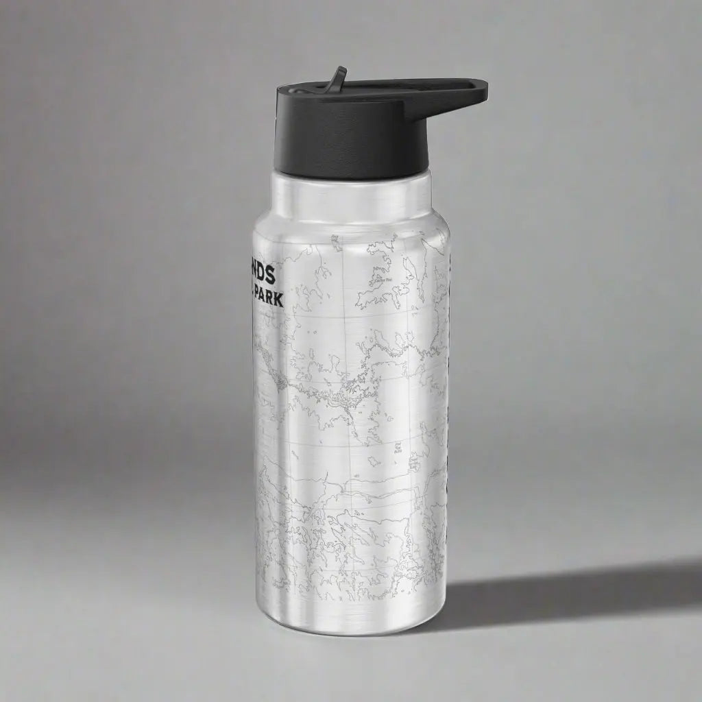 Badlands National Park Topographic Insulated Water Bottle Tumbler 32oz USGS South Dakota Map Print - Park Service Apparel