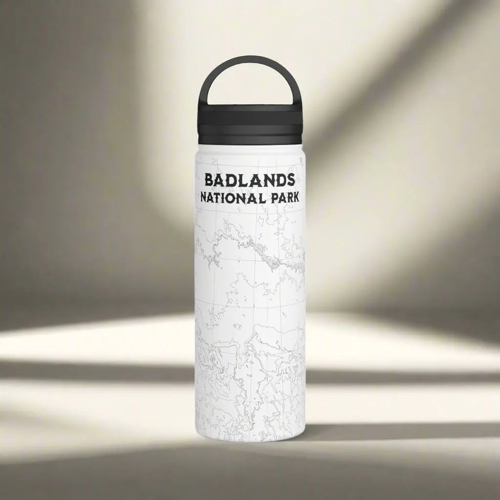 Badlands National Park Topographic Stainless Steel Water Bottle Handle Lid South Dakota - Park Service Apparel