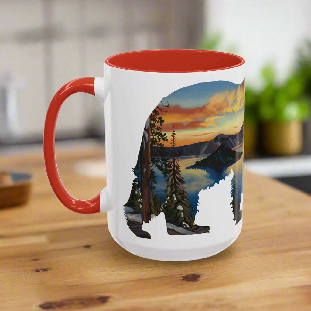Crater Lake Accent Coffee Mug 11oz 15oz National Park Oregon Blue Black Pink Red Outdoor Inspired Printify
