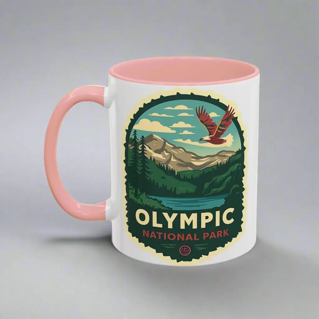 Glacier National Park Accent Coffee Mug 11oz 15oz Eagle Fly Over Blue Black Pink Red Outdoor Inspired Ceramic Mug - Park Service Apparel