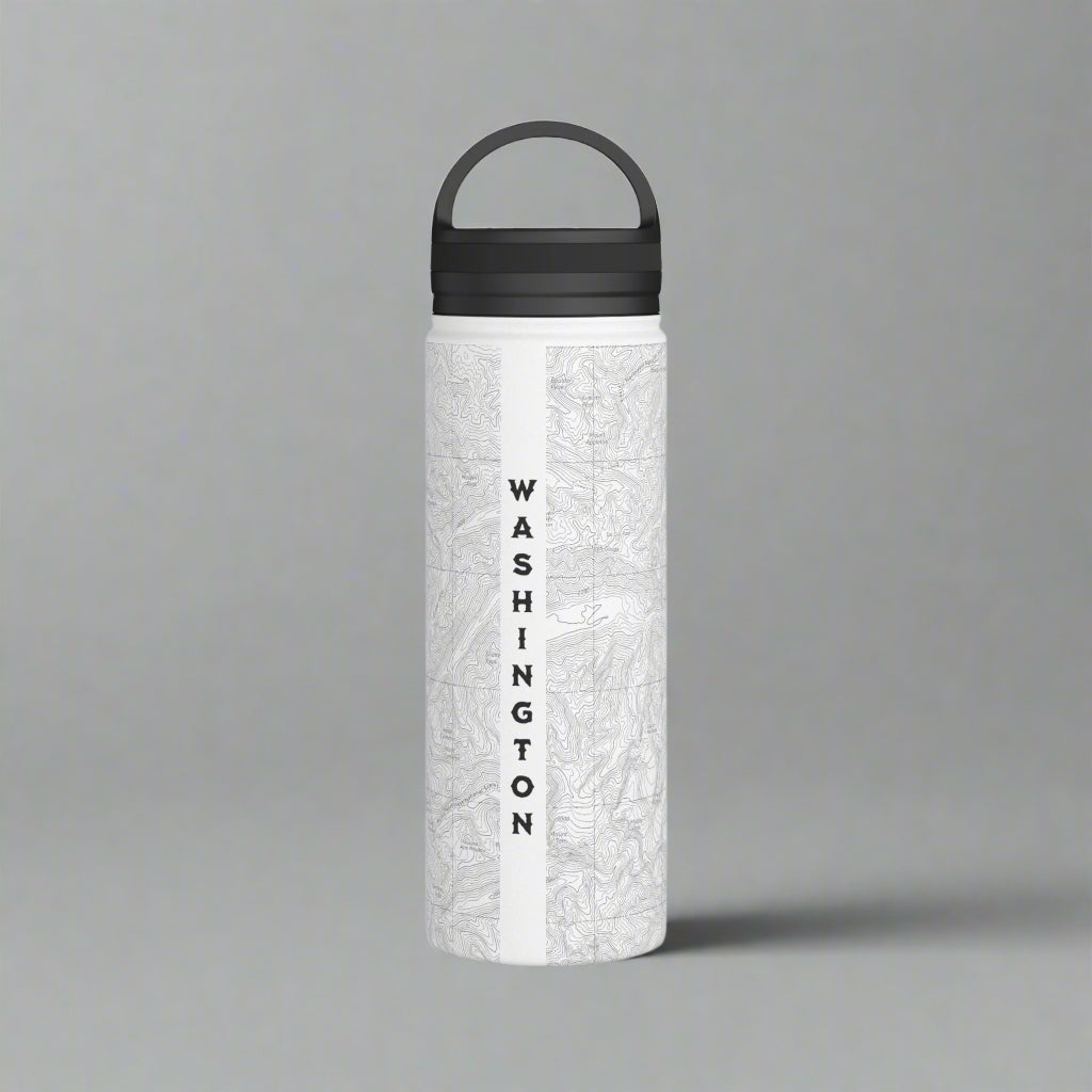 Olympic National Park Topographic Stainless Steel Water Bottle Handle Lid Printify