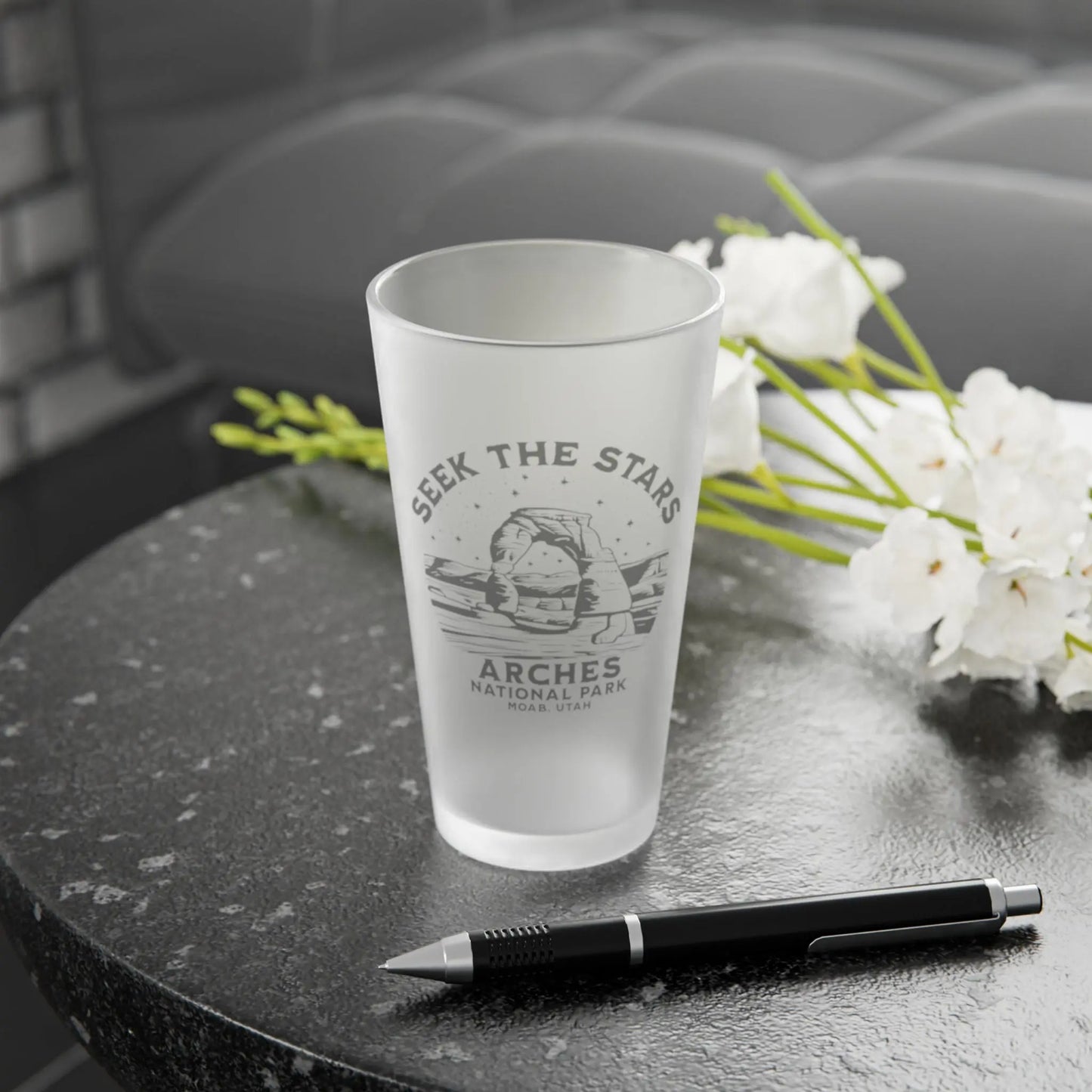 Arches National Park Frosted Pint Glass Seek The Stars - Park Service Apparel