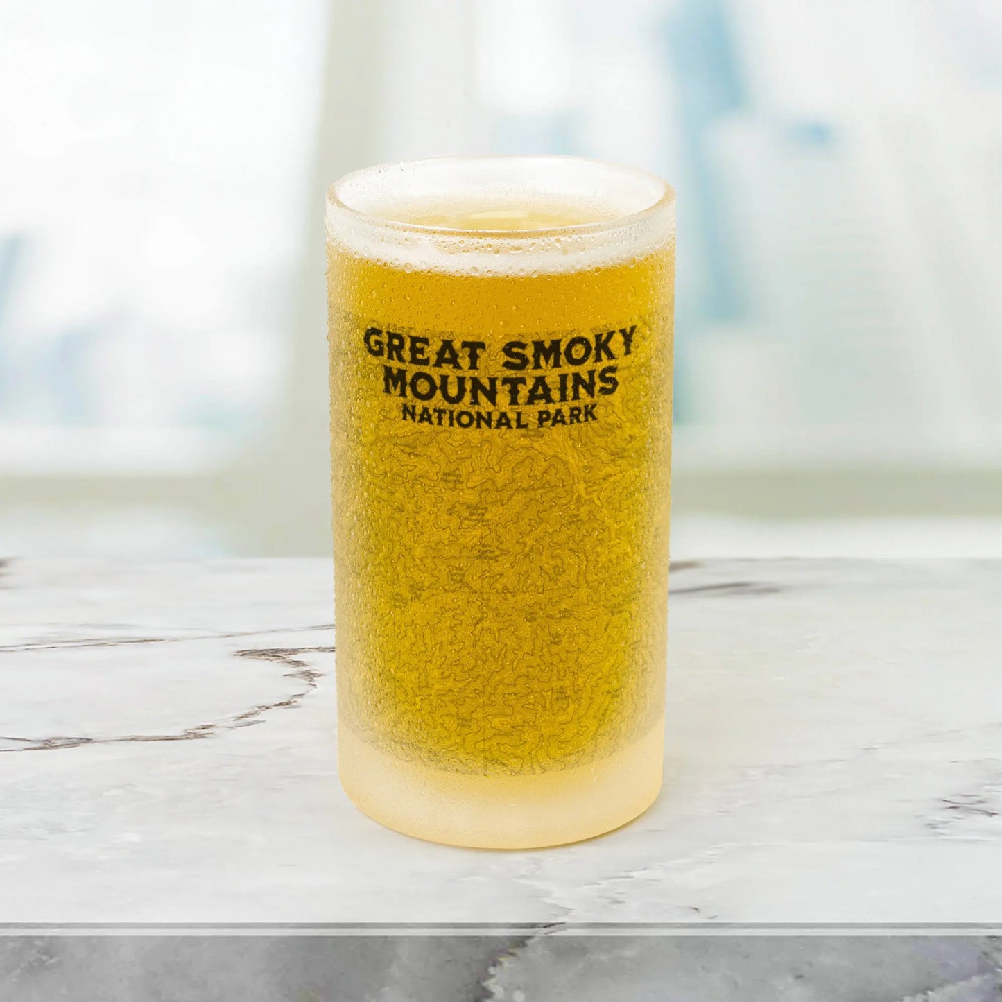 Great Smoky Mountains Frosted Topographic Mug Glass National Park Appalachian Trail - Park Service Apparel