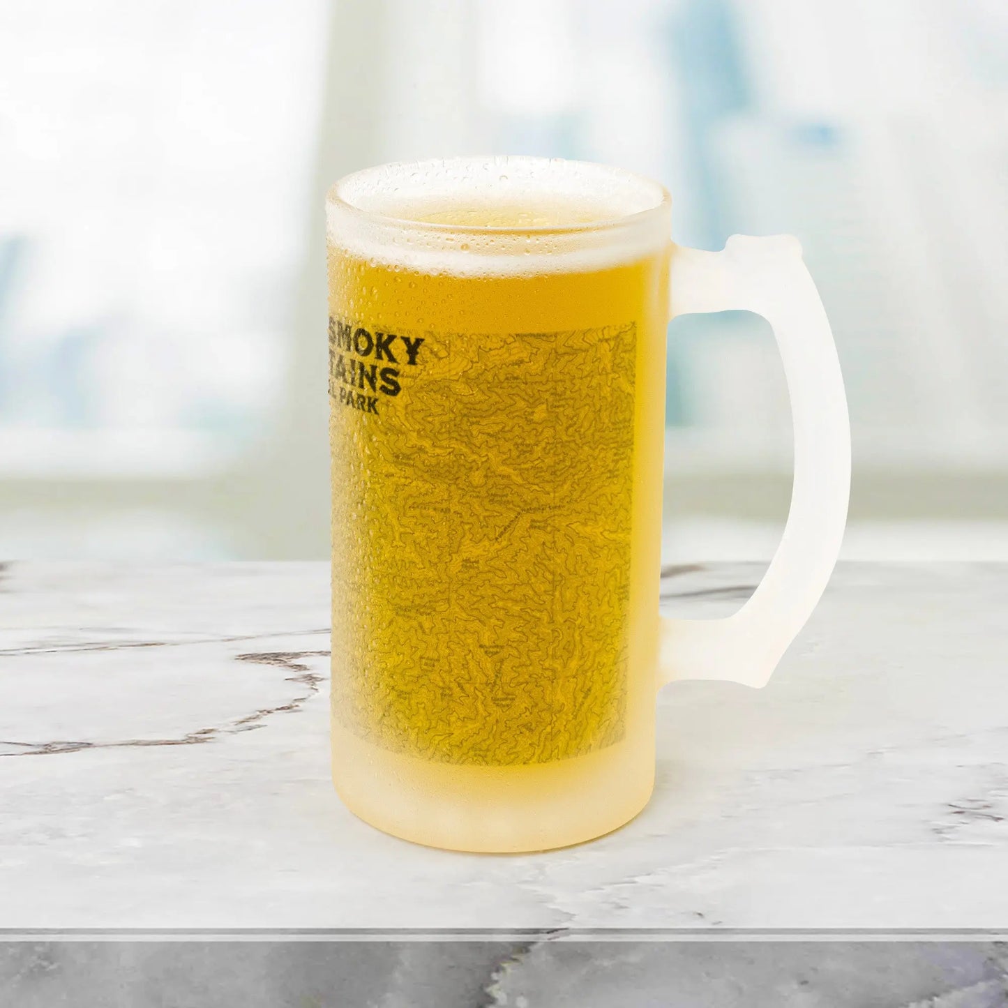 Great Smoky Mountains Frosted Topographic Mug Glass National Park Appalachian Trail - Park Service Apparel