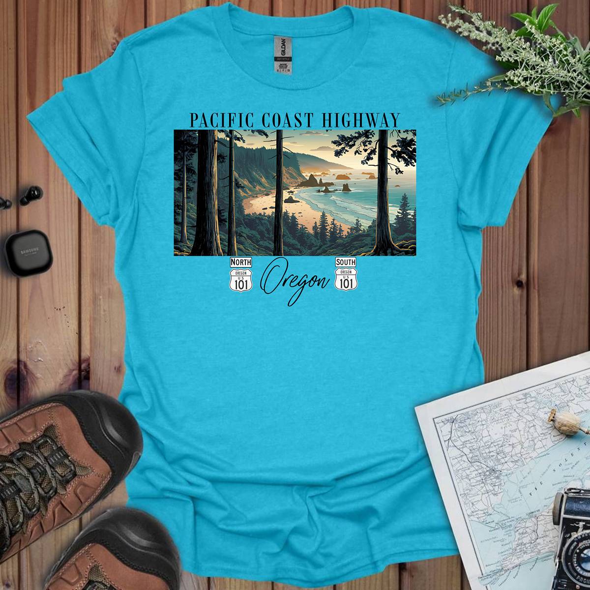 Highway 101 Oregon Coast Pacific Coast Highway Unisex Fit Soft T-Shirt Printify