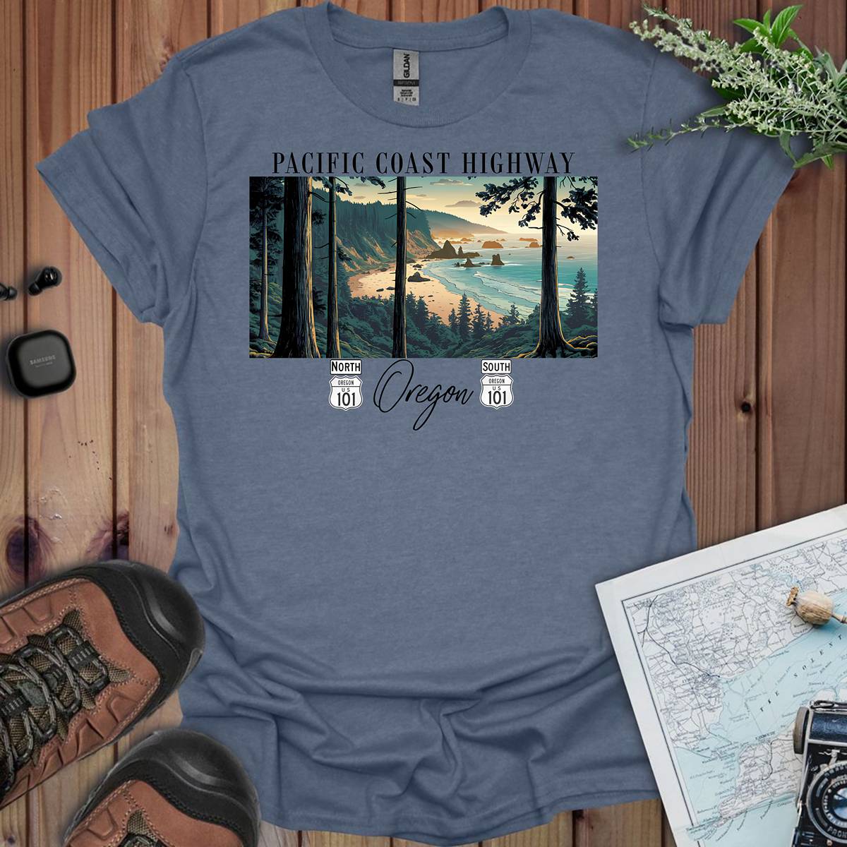 Highway 101 Oregon Coast Pacific Coast Highway Unisex Fit Soft T-Shirt Printify
