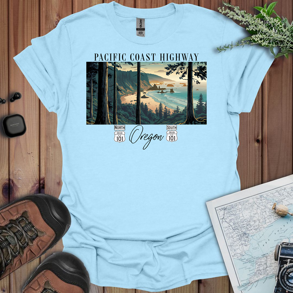 Highway 101 Oregon Coast Pacific Coast Highway Unisex Fit Soft T-Shirt Printify