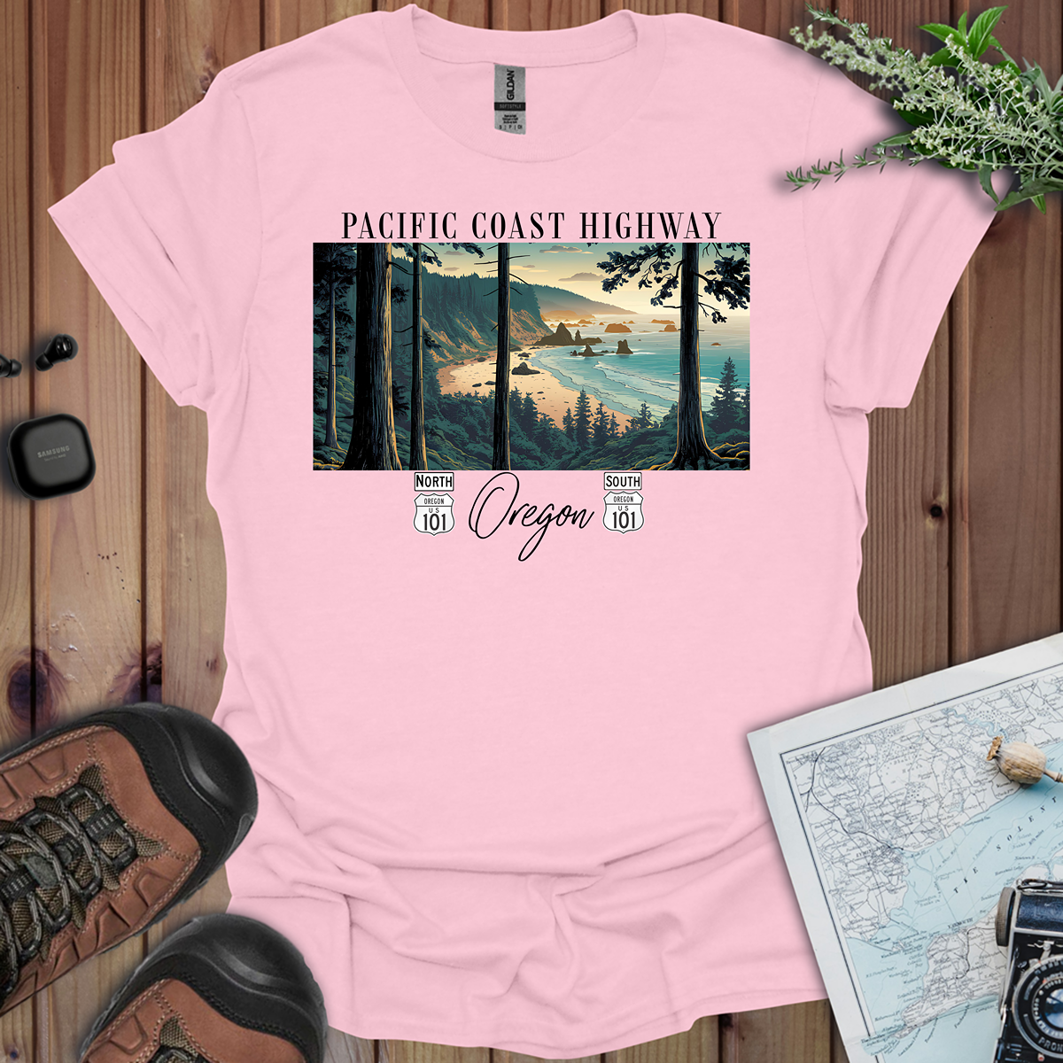 Highway 101 Oregon Coast Pacific Coast Highway Unisex Fit Soft T-Shirt Printify