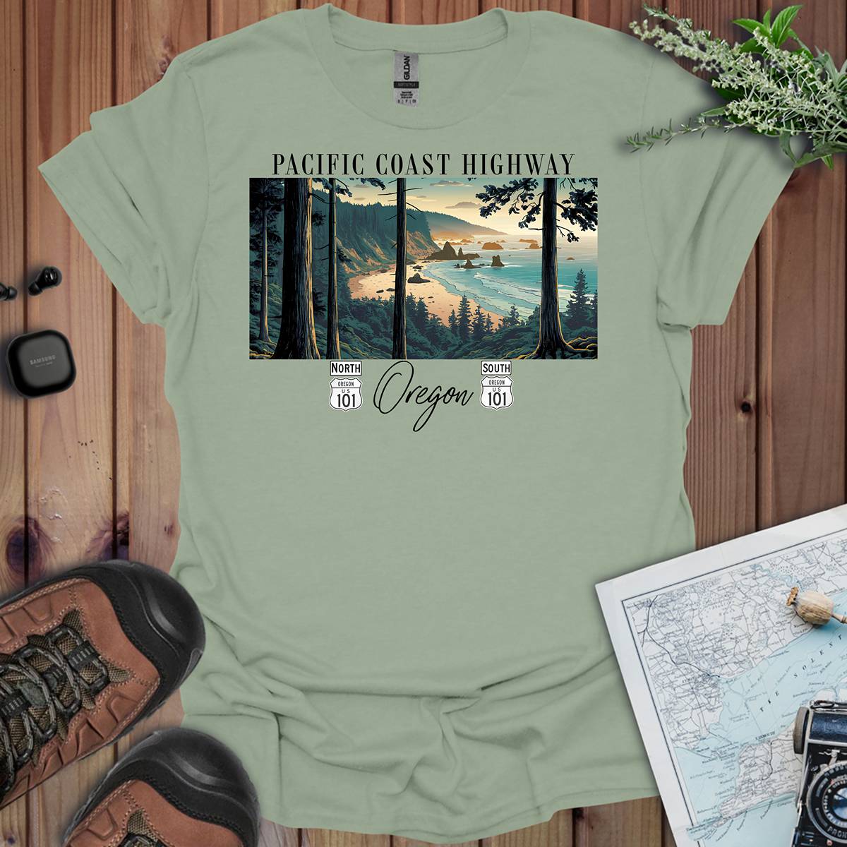 Highway 101 Oregon Coast Pacific Coast Highway Unisex Fit Soft T-Shirt Printify