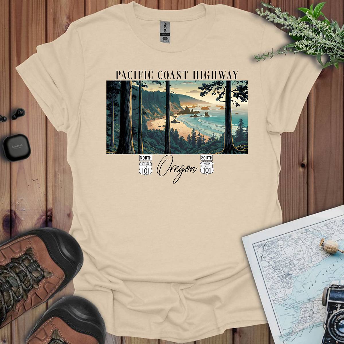 Highway 101 Oregon Coast Pacific Coast Highway Unisex Fit Soft T-Shirt Printify