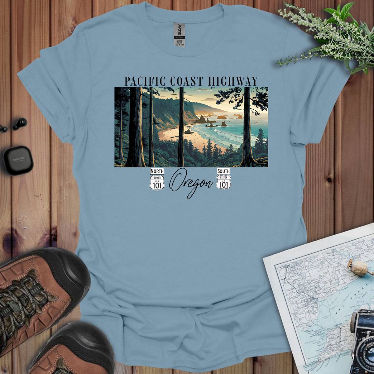 Highway 101 Oregon Coast Pacific Coast Highway Unisex Fit Soft T-Shirt Printify