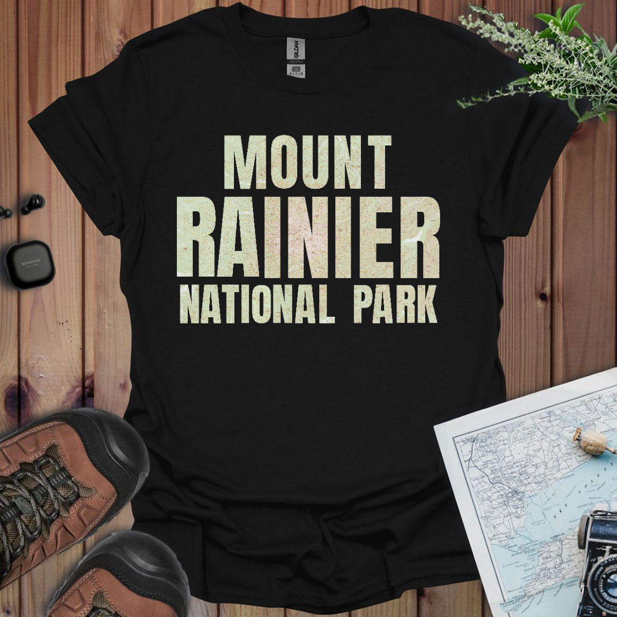 Mount Rainier Topographic Map National Park Unisex Fit Soft T-Shirt Printify