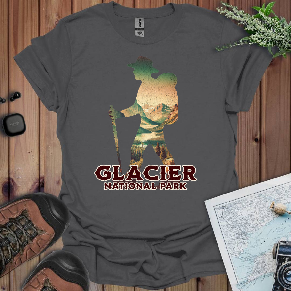 Glacier National Park Hiker Unisex Fit Soft T-Shirt Printify