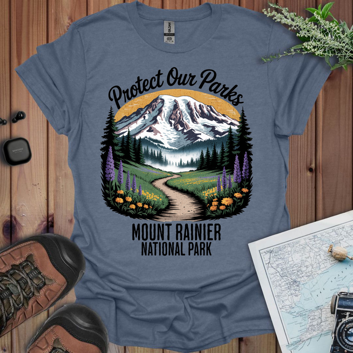Protect Our Parks Mount Rainier National Park Unisex Fit Soft T-Shirt Printify