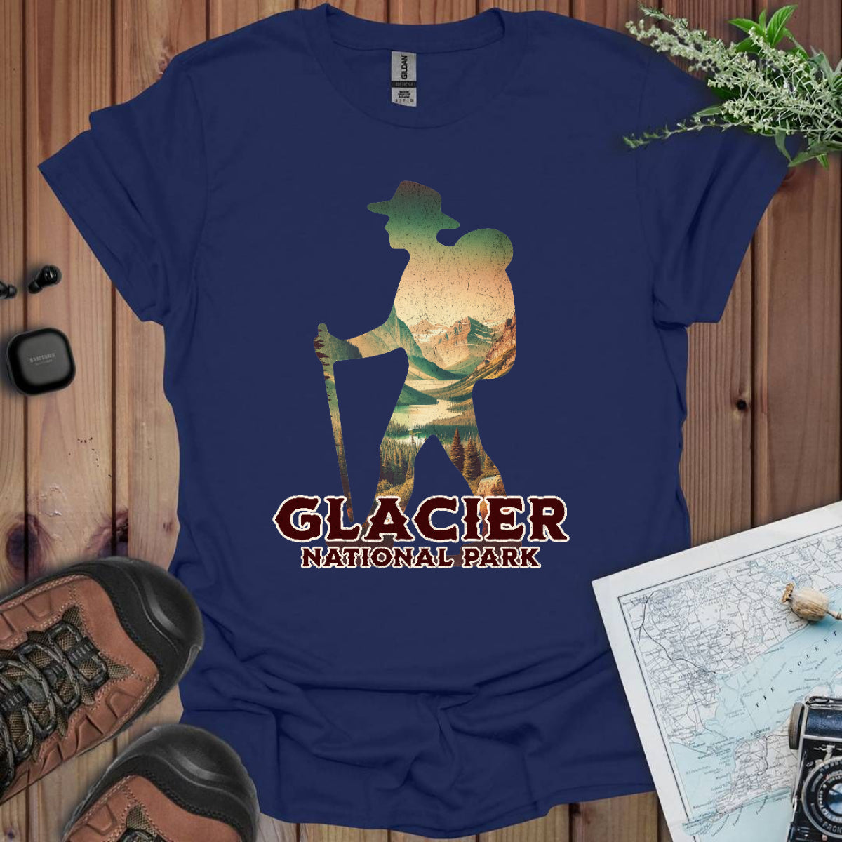 Glacier National Park Hiker Unisex Fit Soft T-Shirt Printify