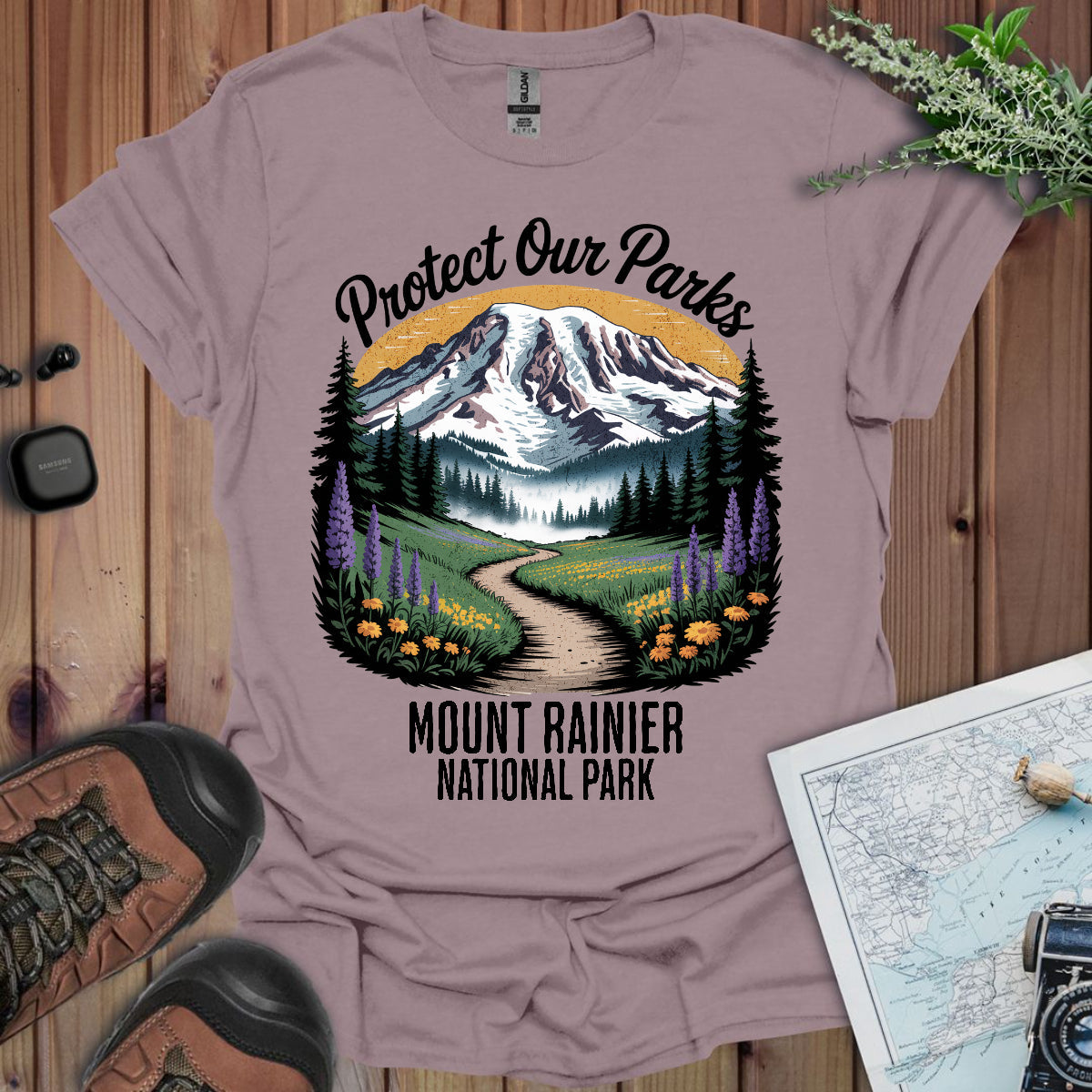 Protect Our Parks Mount Rainier National Park Unisex Fit Soft T-Shirt Printify