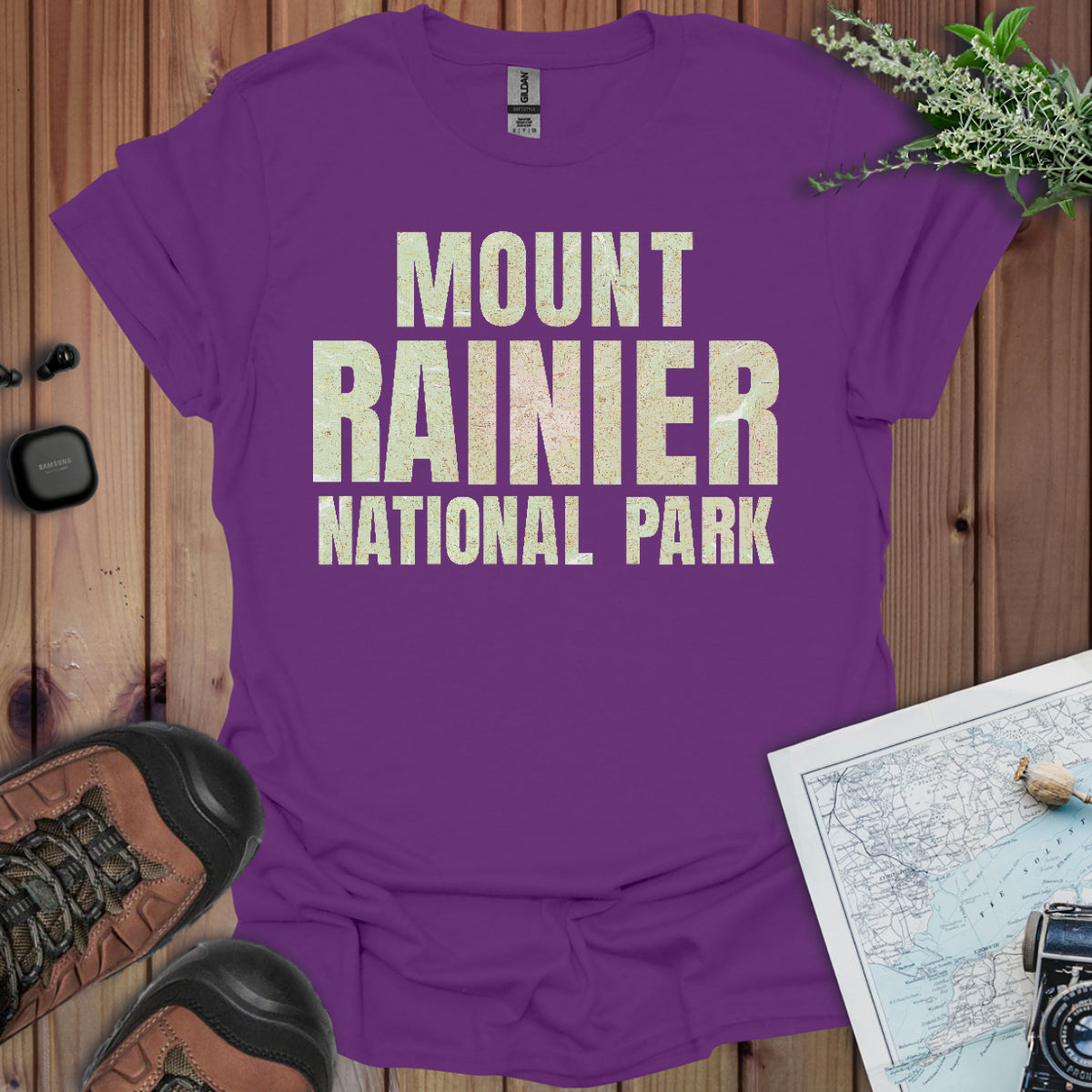 Mount Rainier Topographic Map National Park Unisex Fit Soft T-Shirt Printify