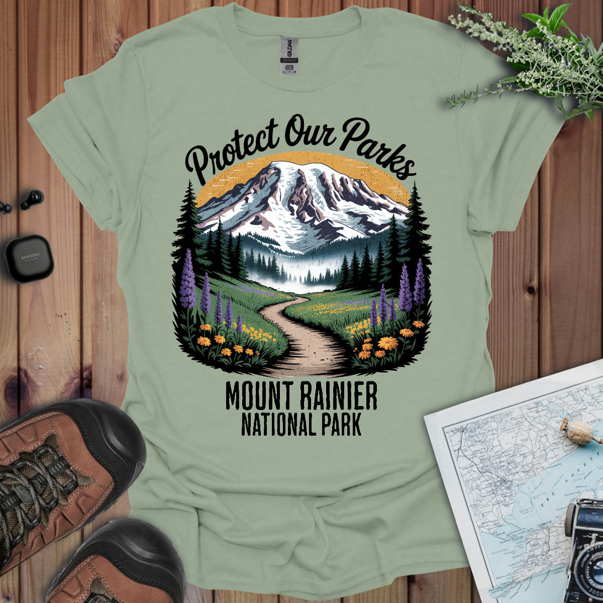 Protect Our Parks Mount Rainier National Park Unisex Fit Soft T-Shirt Printify