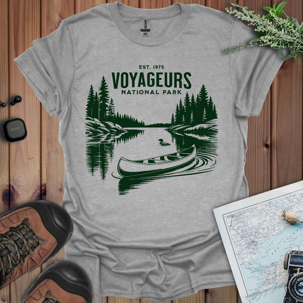 Voyageurs National Park Canoe Art Unisex Fit Soft T-Shirt