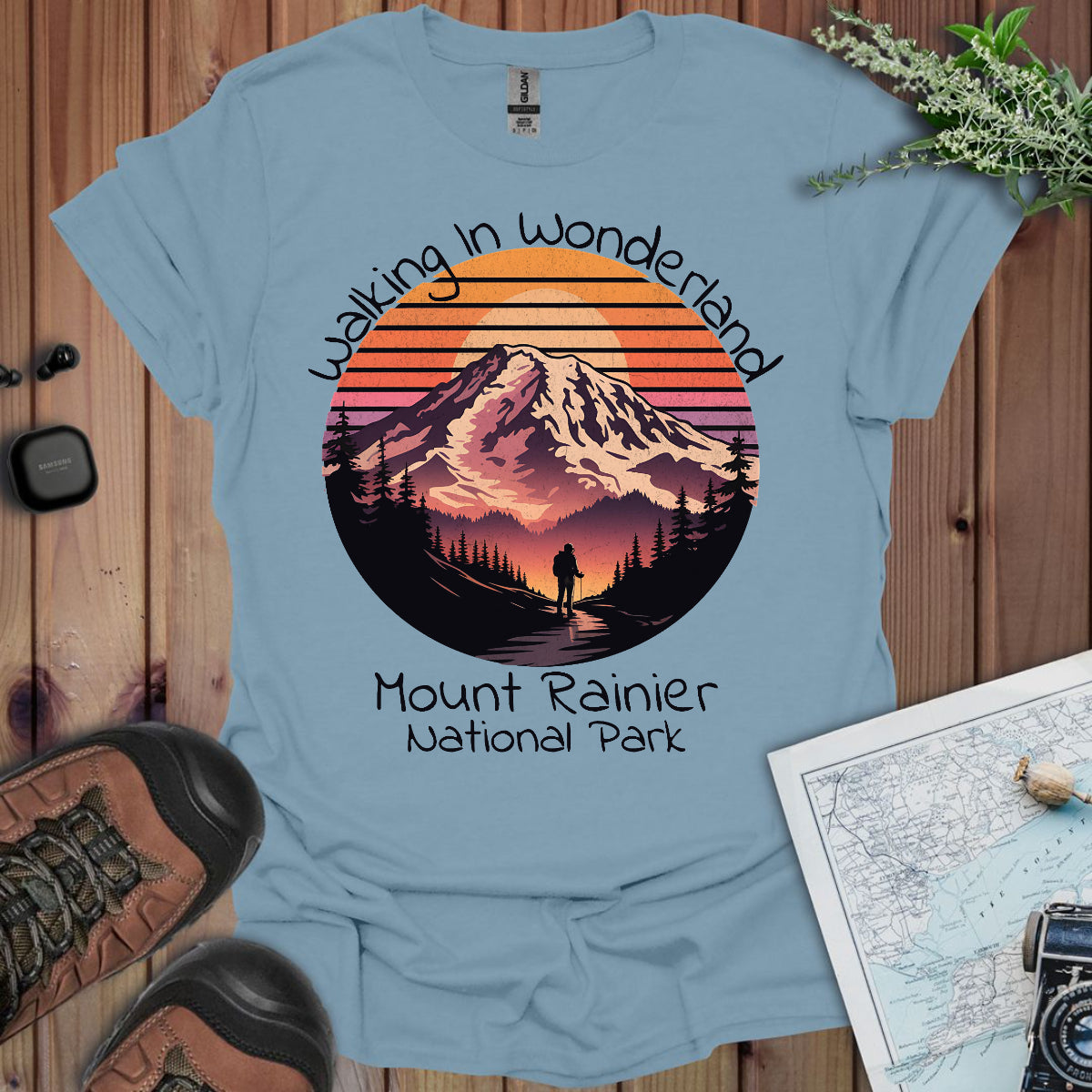 Walking In Wonderland Mount Rainier National Park Unisex Fit Soft T-Shirt Printify