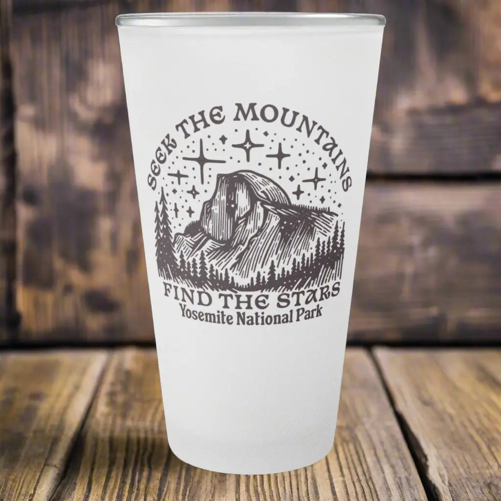 Yosemite National Park Half Dome Frosted Pint Glass Seek Mountains - Park Service Apparel