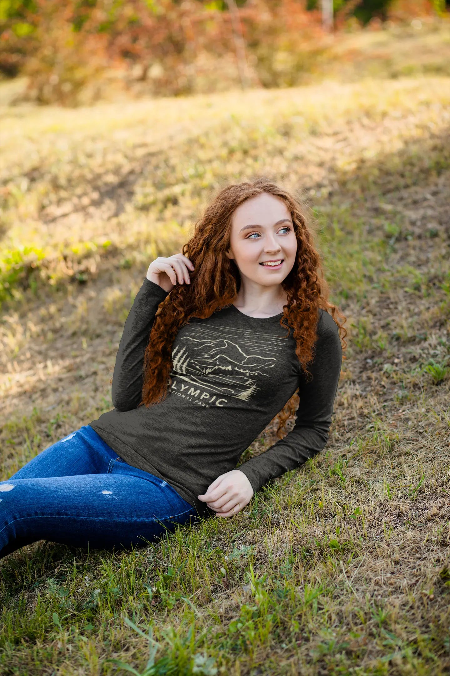 Olympic National Park Unisex Fit Long Sleeve T-Shirt Mountain Line Art - Park Service Apparel