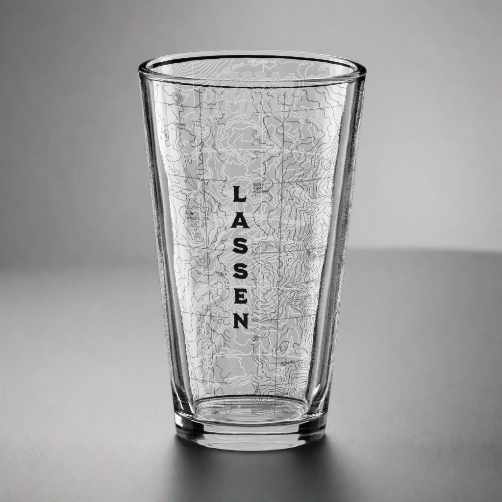 Lassen Volcanic National Park Topographic Pint Glass Park Service Apparel