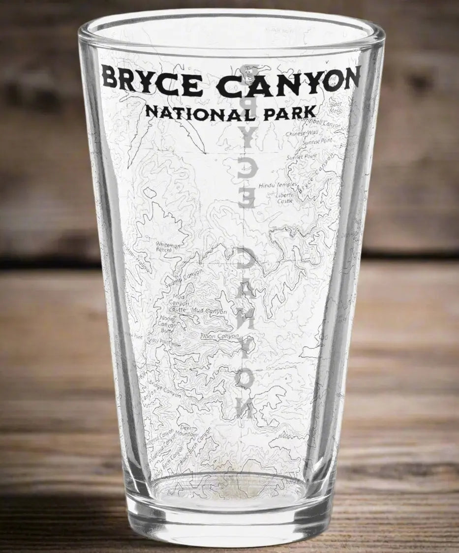 Bryce Canyon National Park Topographic Pint Glass USGS Map Print - Park Service Apparel