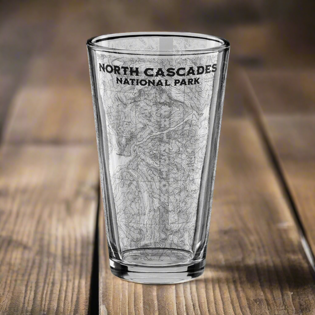 North Cascades National Park Topographic Pint Glass