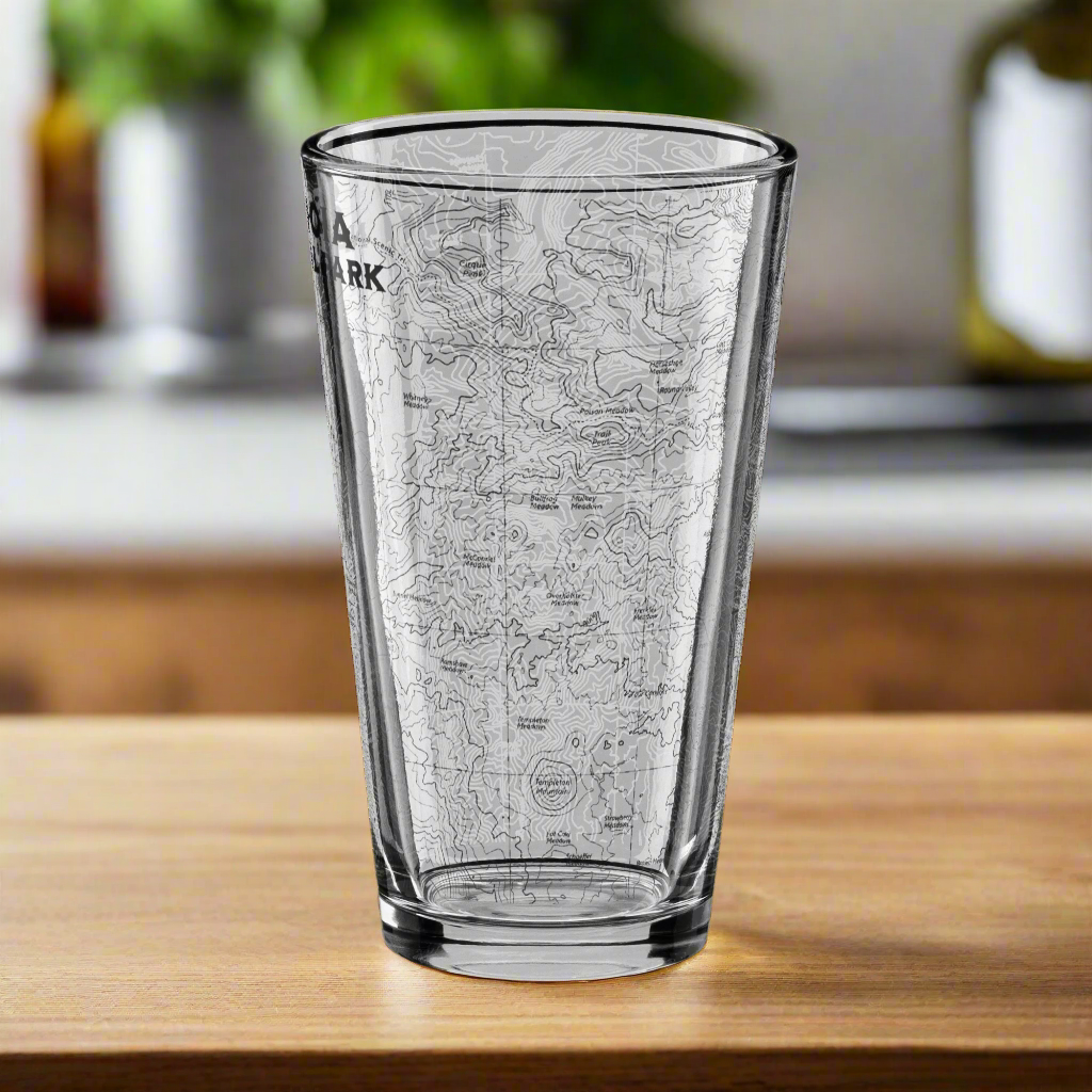 Sequoia National Park Topographic Pint Glass