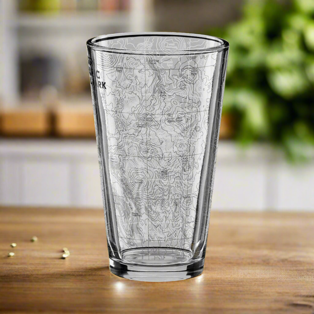 Lassen Volcanic National Park Topographic Pint Glass Park Service Apparel