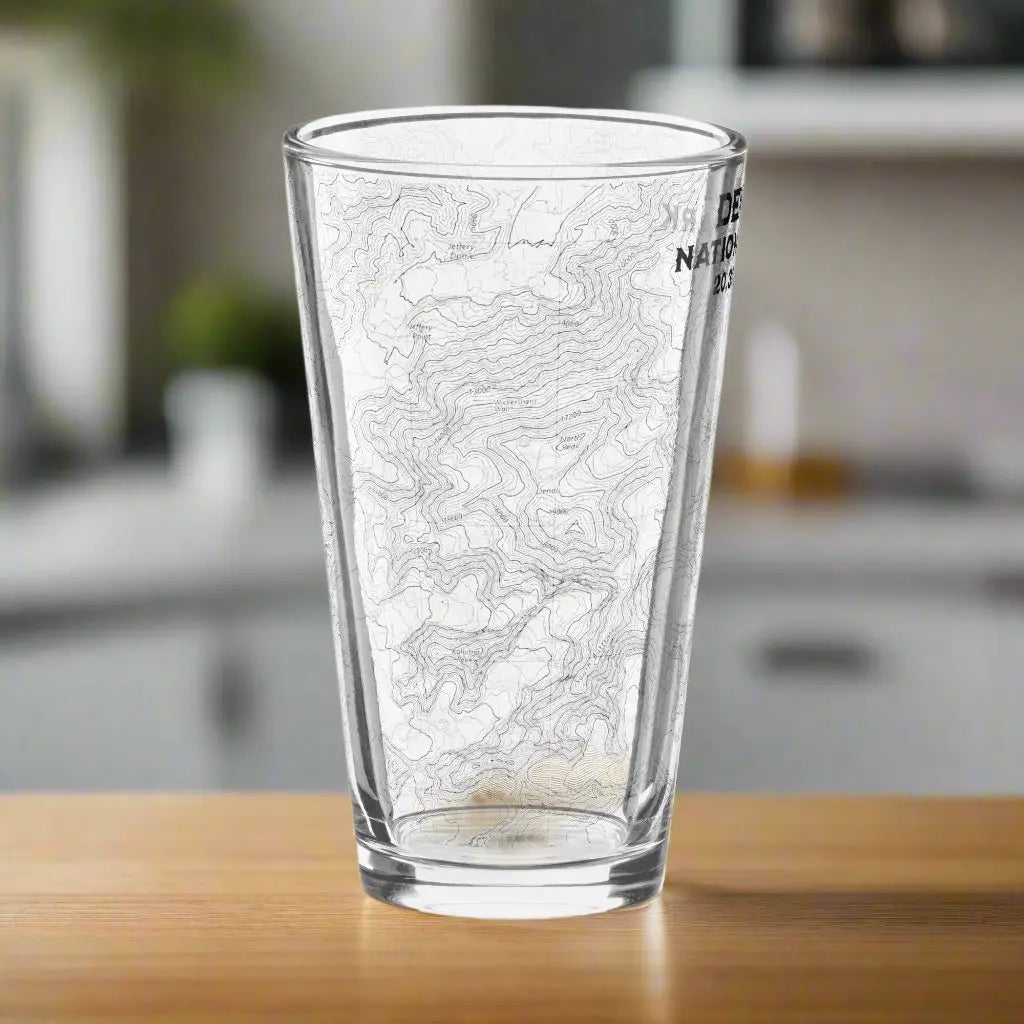Denali National Park Topographic Pint Beer Glass - Park Service Apparel