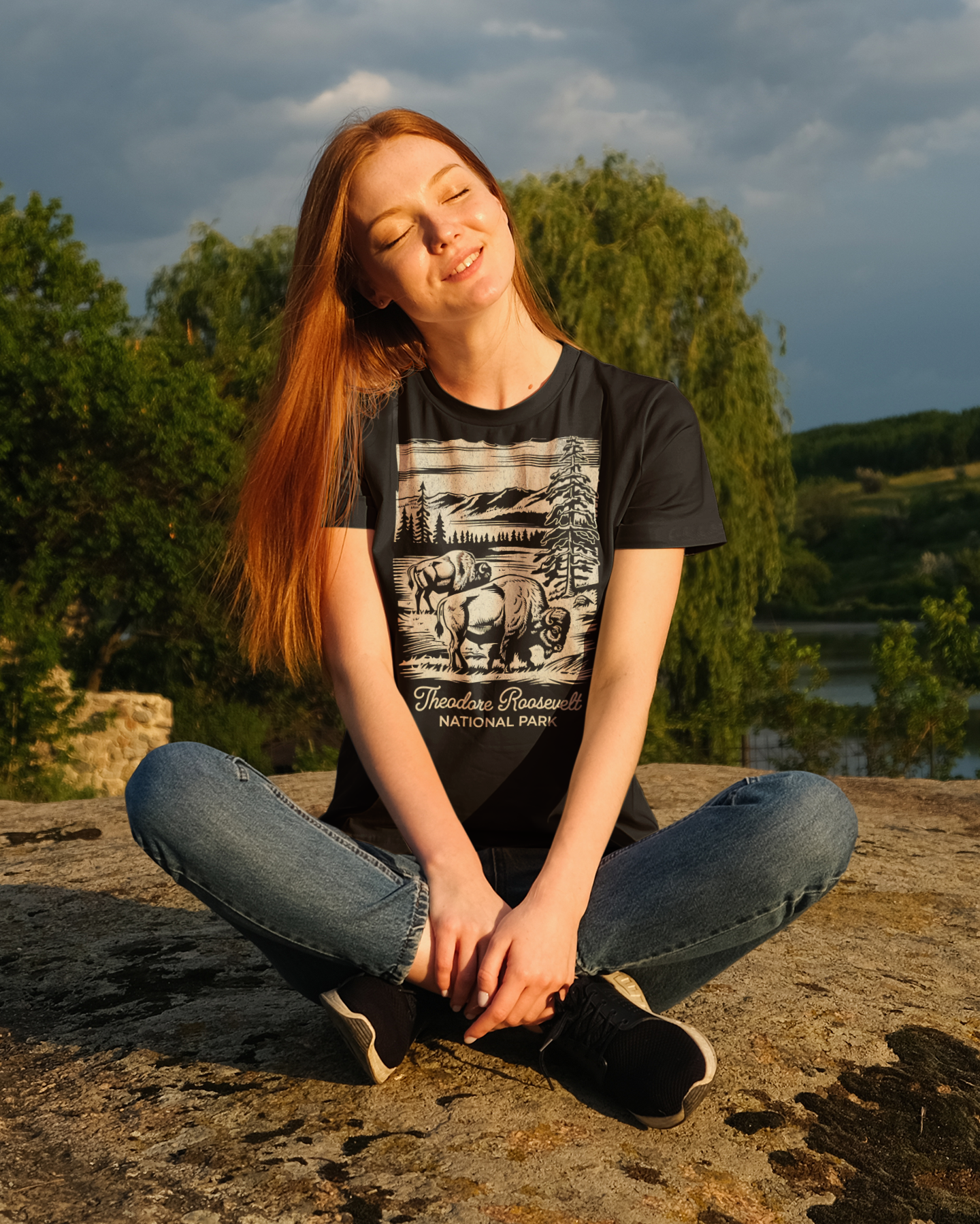 Theodore Roosevelt National Park Unisex Fit Soft T-Shirt Rustic Western Buffalo Printify
