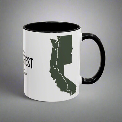 Pacific Crest Trail Classic Trail Marker Accent Coffee Mug 11oz, 15oz Blue Black Pink Red Navy Mexico To Canada Map Printify